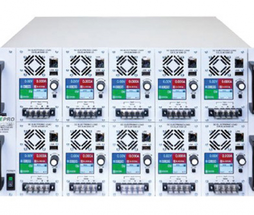 Intepro's energy-recovering rack-mount DC Load system features plug-in programmable modules
